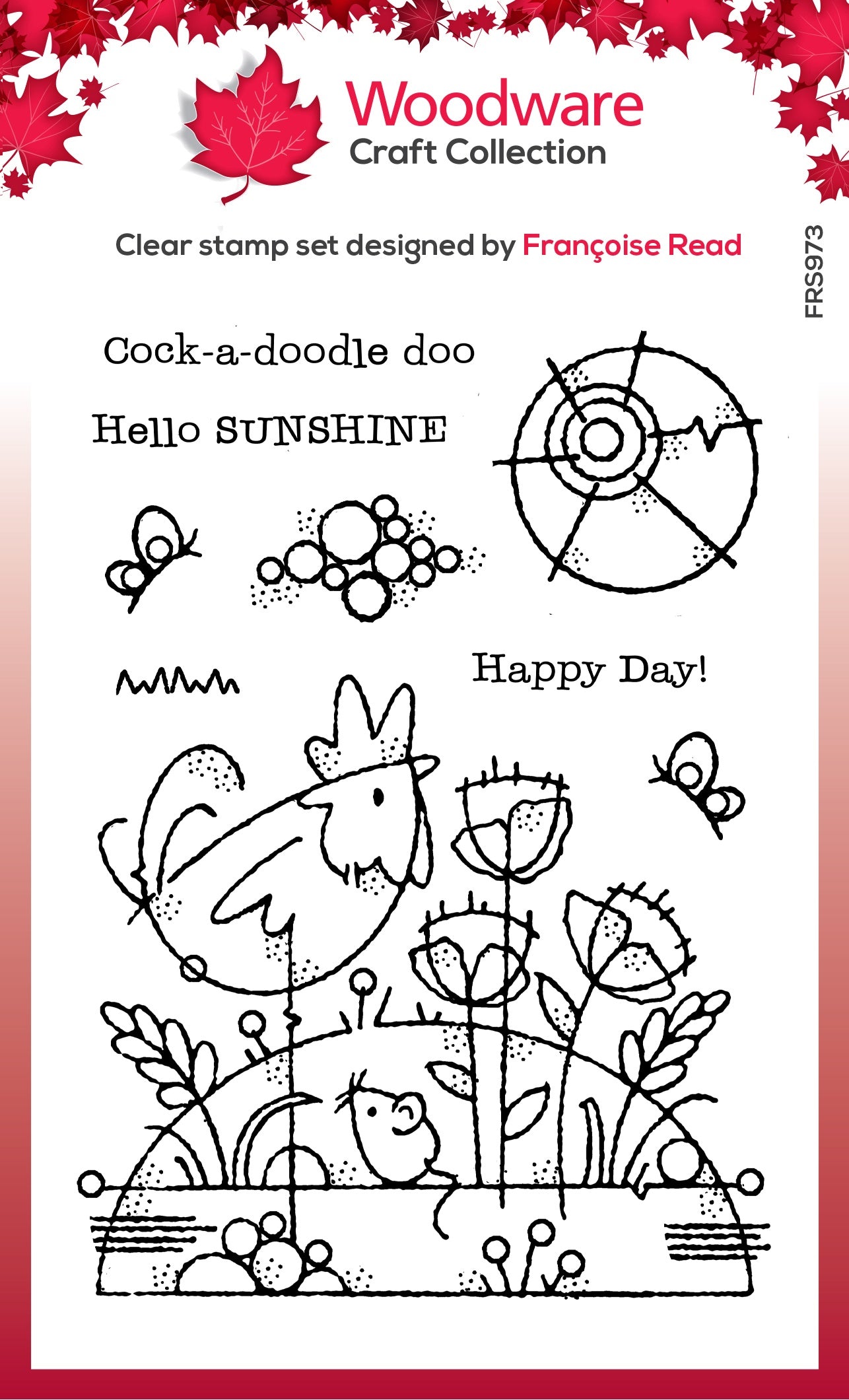 Rooster Meadow - Clear Stamp - Woodware Craft Collection - 4x6