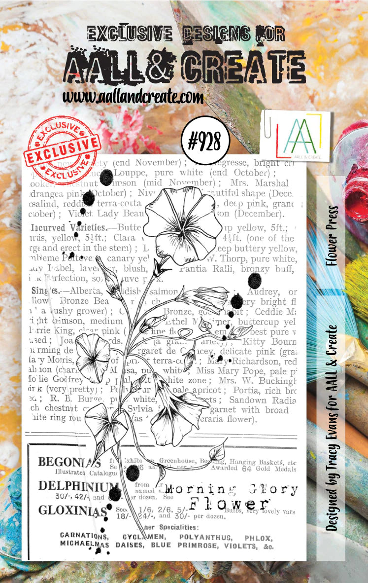 A7 - Flower Press - AALL and Create - Designer Tracy Evans - Clear Stamp Set - #928