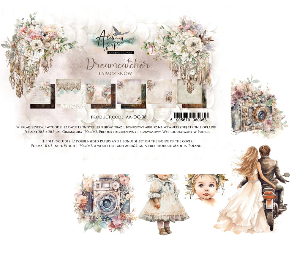 8x8 - Dreamcatcher - 12 Double Sided Papers - Alchemy Of Art