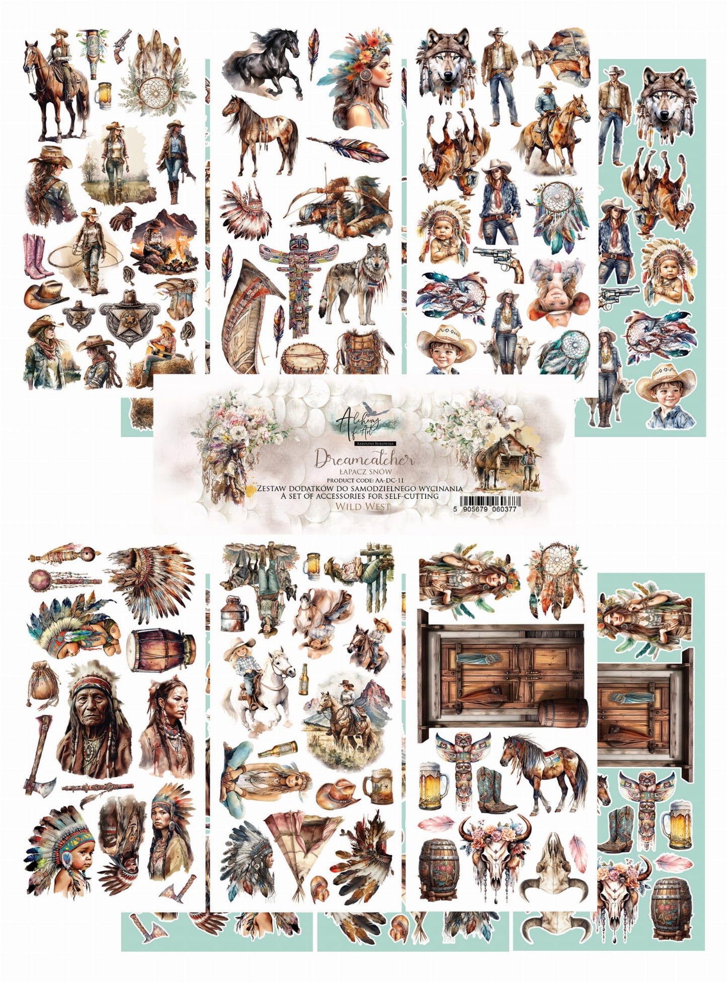 6x12 - Dreamcatcher - Wild West - Fussy Cutting Set - Alchemy Of Art