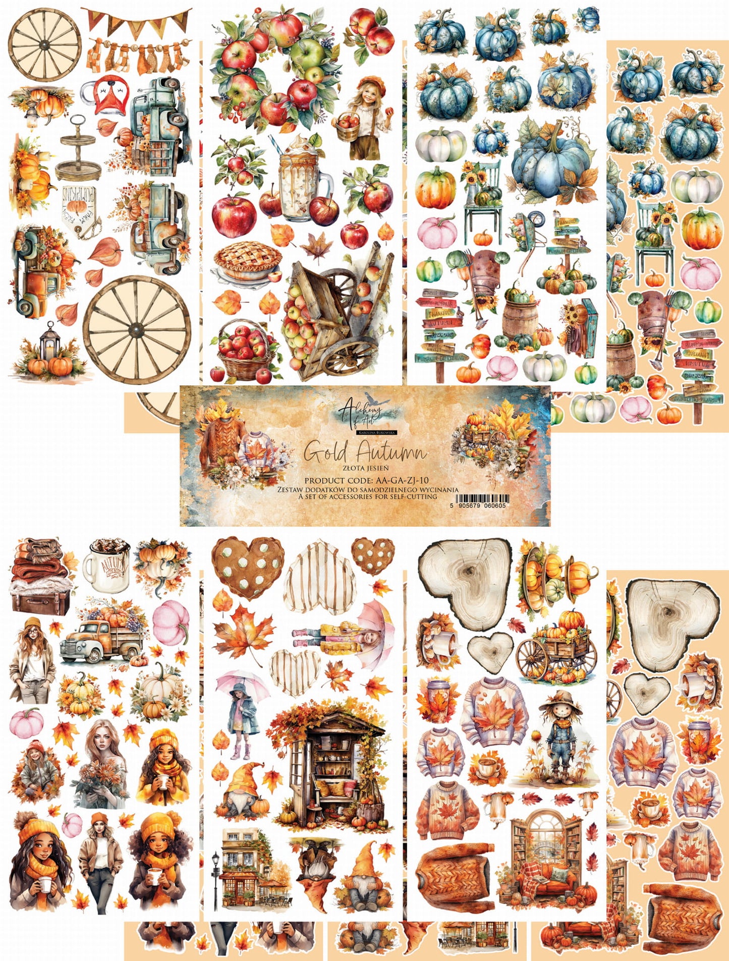 6x12 - Gold Autumn - Fussy Cutting Set - Alchemy Of Art