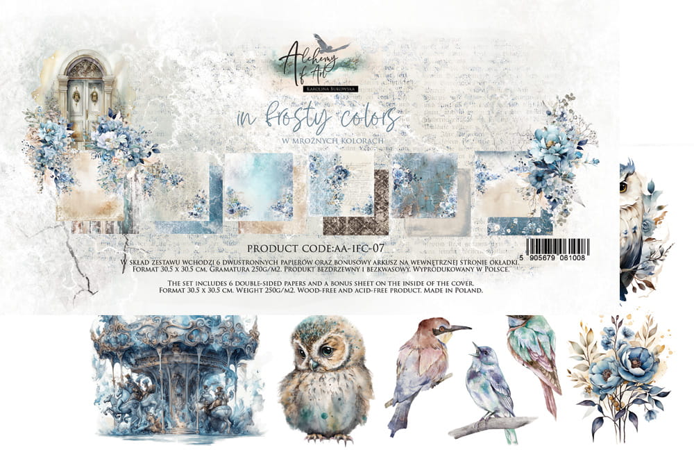 12x12 - In Frosty Colors - 6 Double Sided Papers - Alchemy Of Art