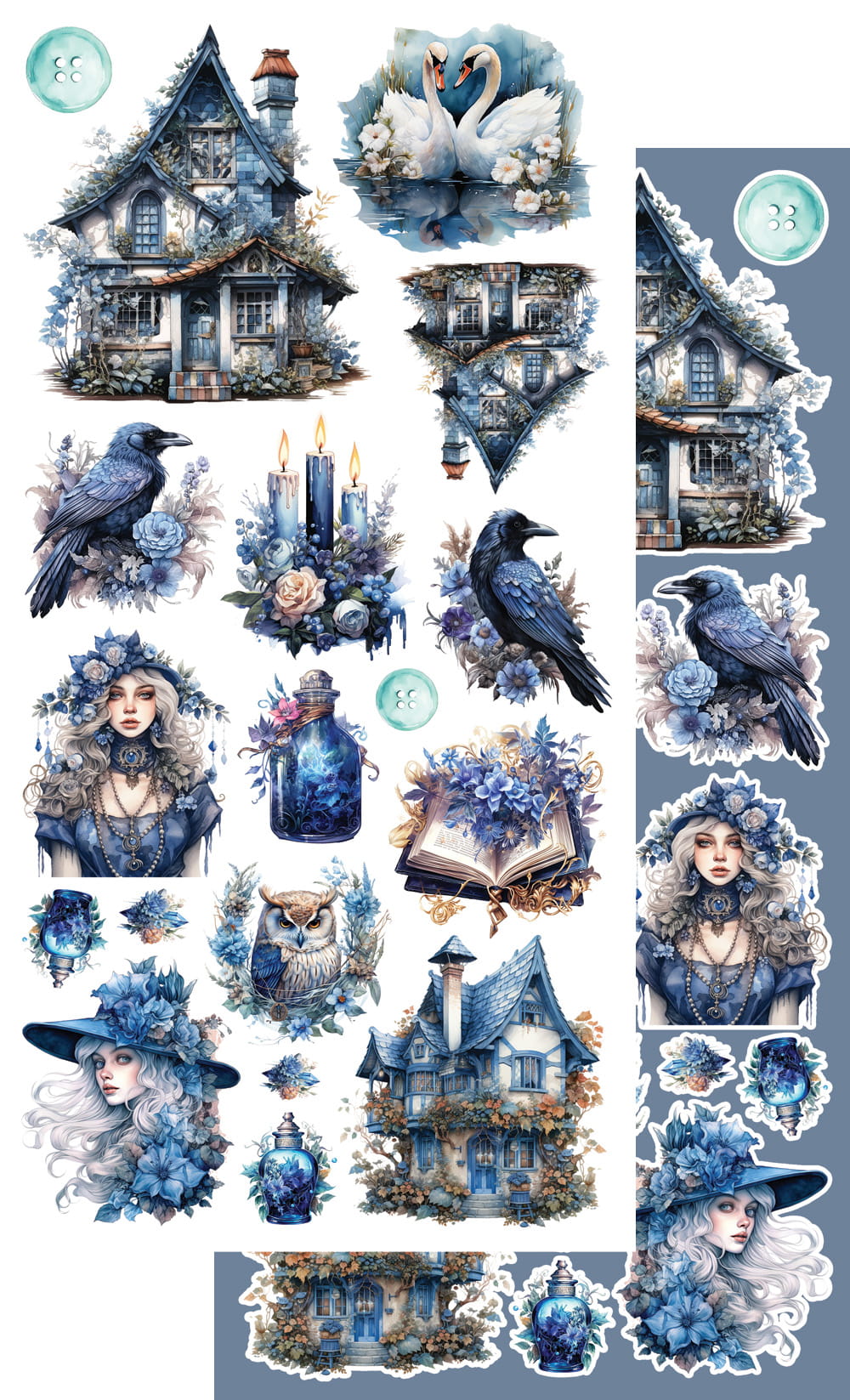 6x12 - In Frosty Colors - Fussy Cutting Set - Alchemy Of Art