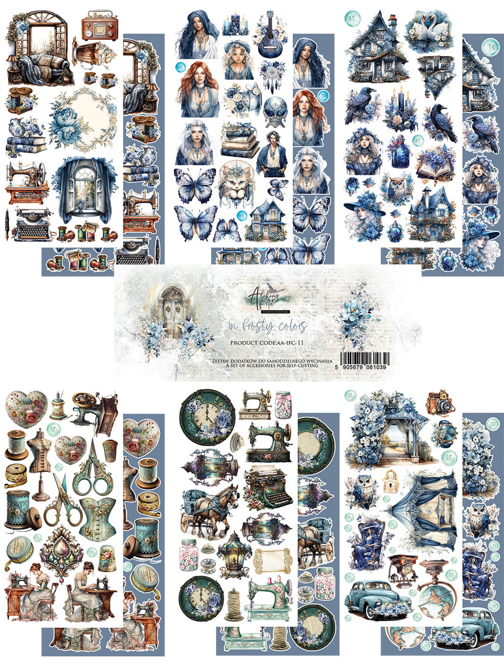 6x12 - In Frosty Colors - Fussy Cutting Set - Alchemy Of Art
