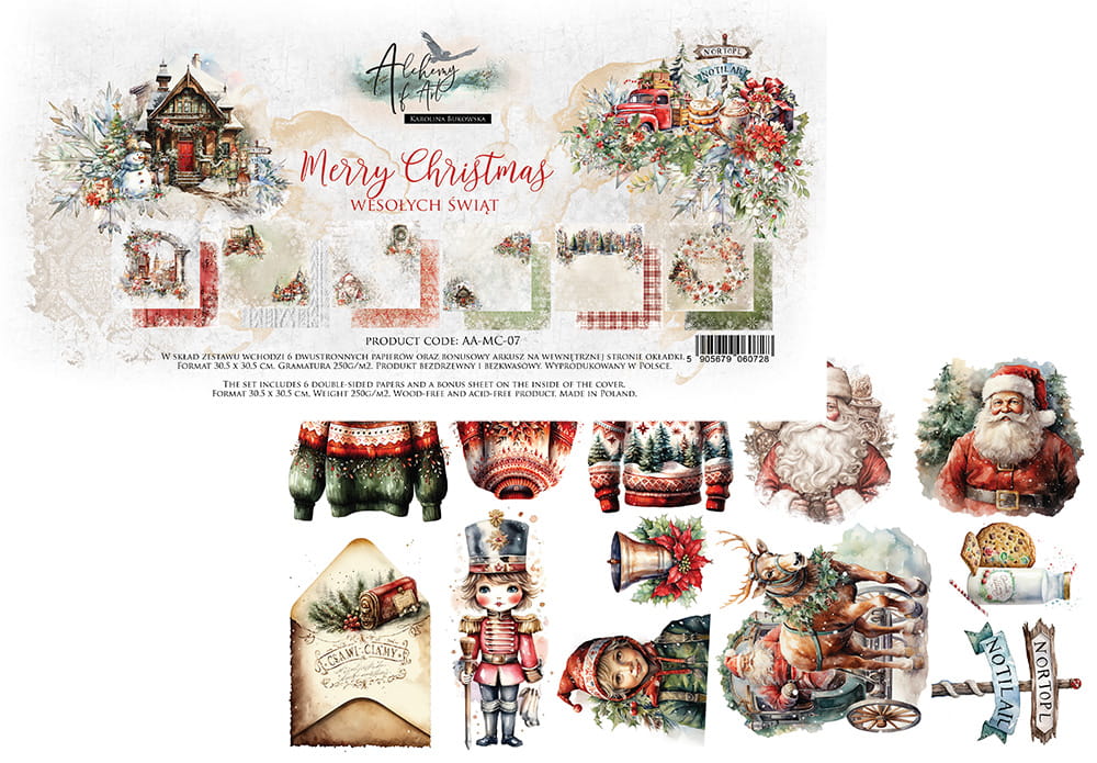 12x12 - Merry Christmas - 6 Double Sided Papers - Alchemy Of Art