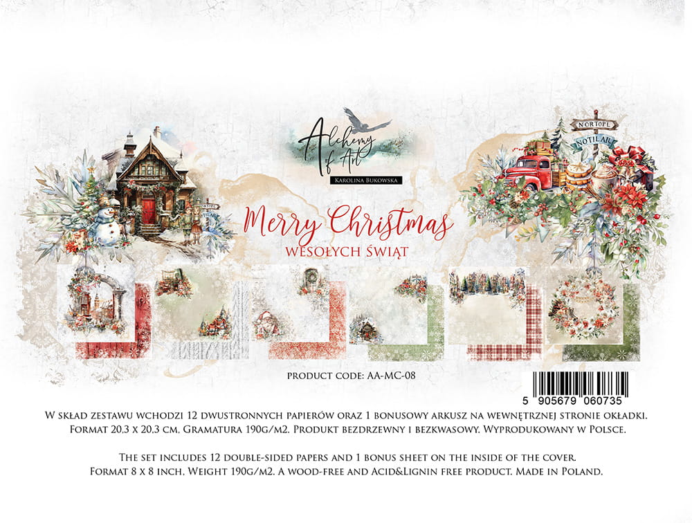 12x12 - Merry Christmas - 6 Double Sided Papers - Alchemy Of Art