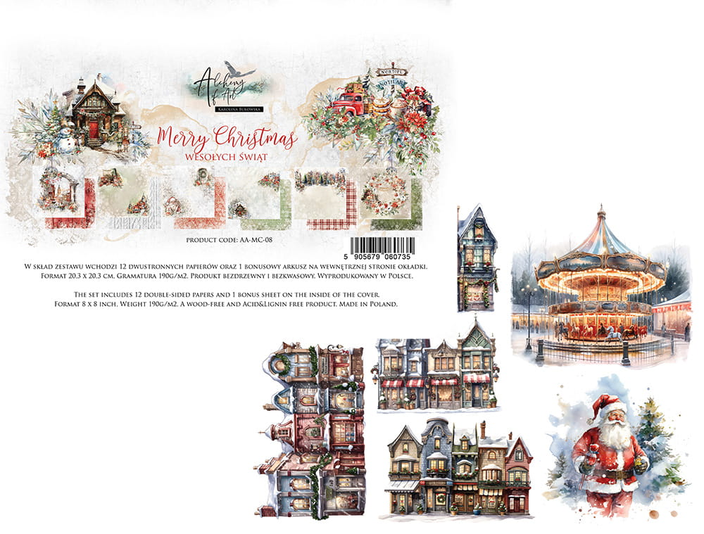 12x12 - Merry Christmas - 6 Double Sided Papers - Alchemy Of Art