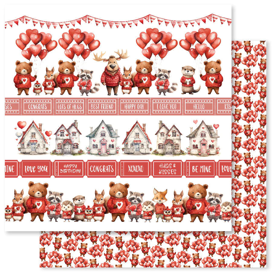 12 x 12 Inch - Animal Love - Double Sided Paper - Paper Rose