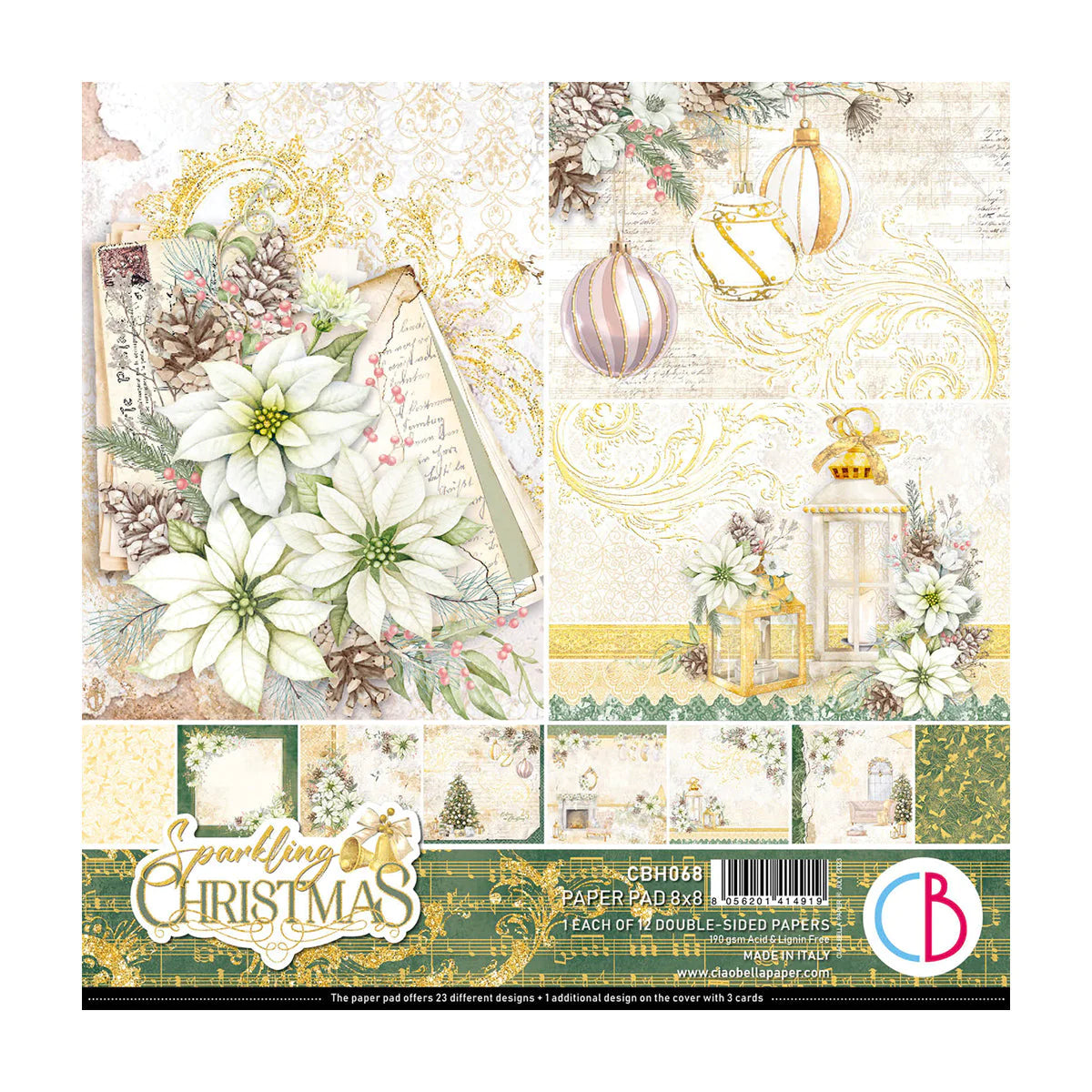 8x8 - Paper Pad 12/Pkg - Sparkling Christmas - Ciao Bella