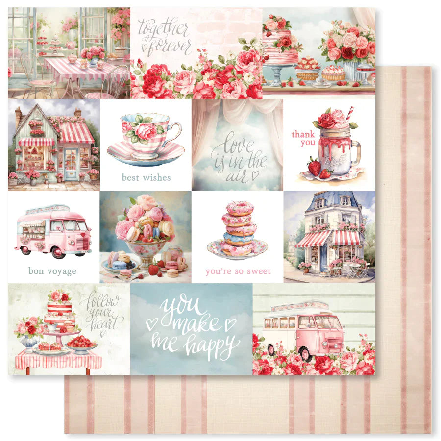 12 x 12 Inch - Candy Kisses - Double Sided Paper - Paper Rose