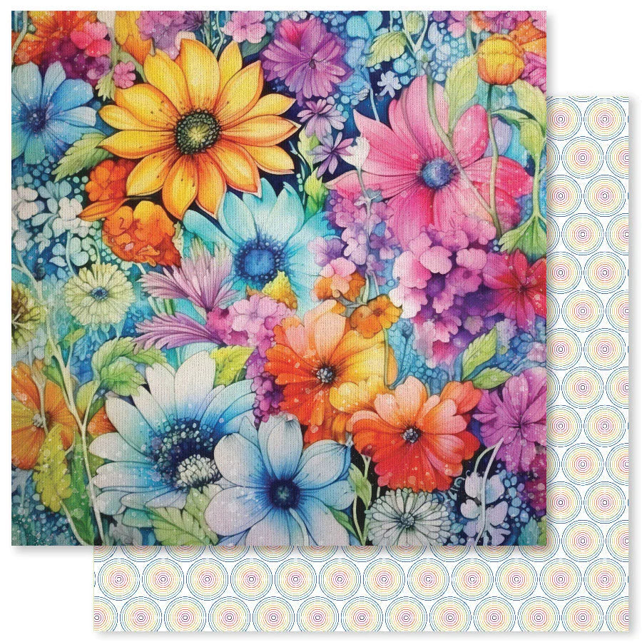 12 x 12 Inch - Rainbow Twirl - Double Sided Paper - Paper Rose
