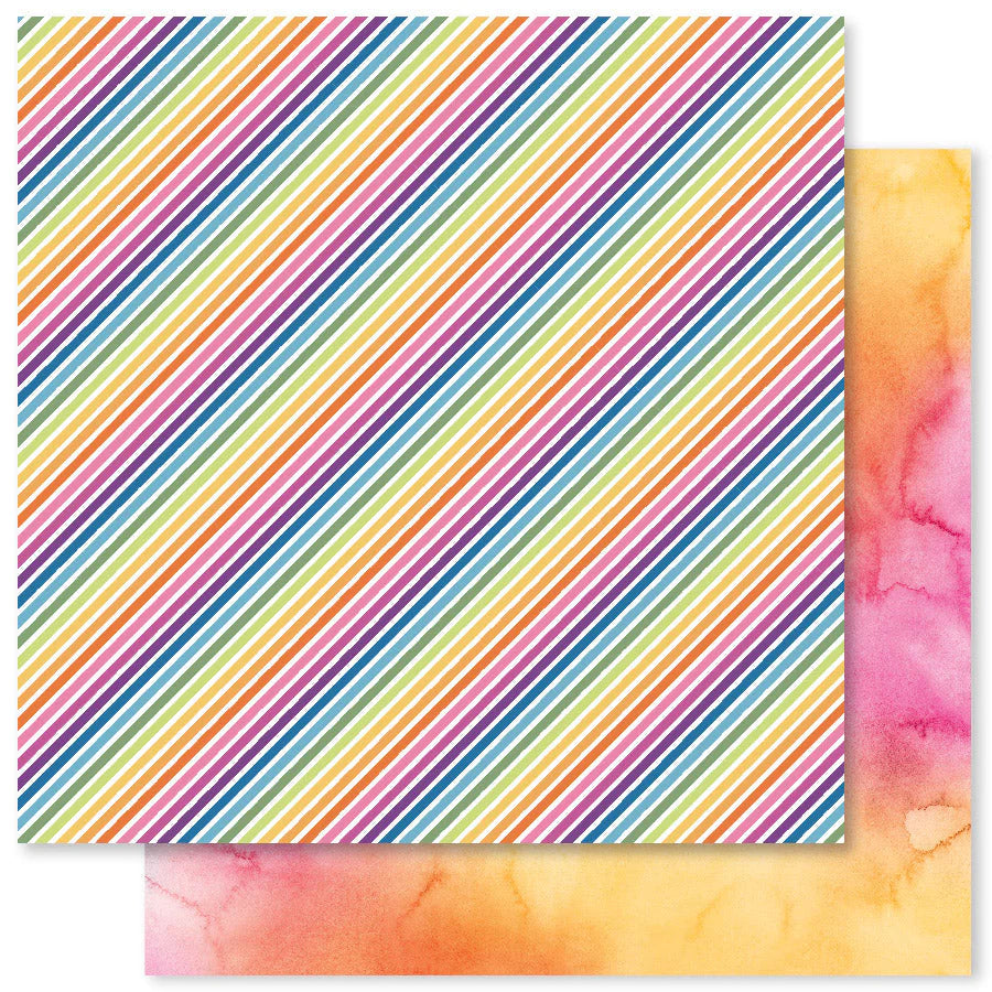 12 x 12 Inch - Rainbow Twirl - Double Sided Paper - Paper Rose