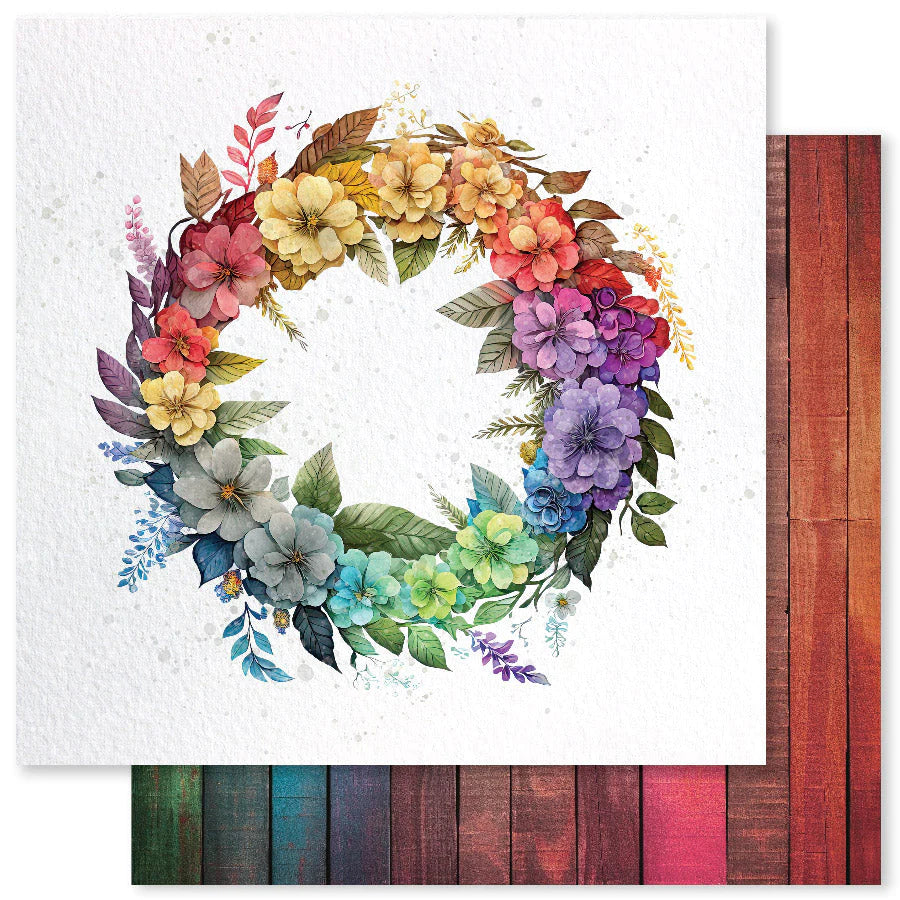 12 x 12 Inch - Rainbow Twirl - Double Sided Paper - Paper Rose