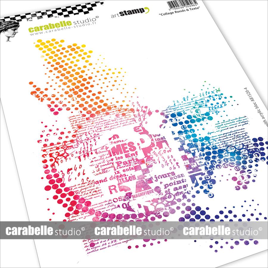 Rubber Cling Stamp A5 - Round Collage and Text - Carabelle Studio