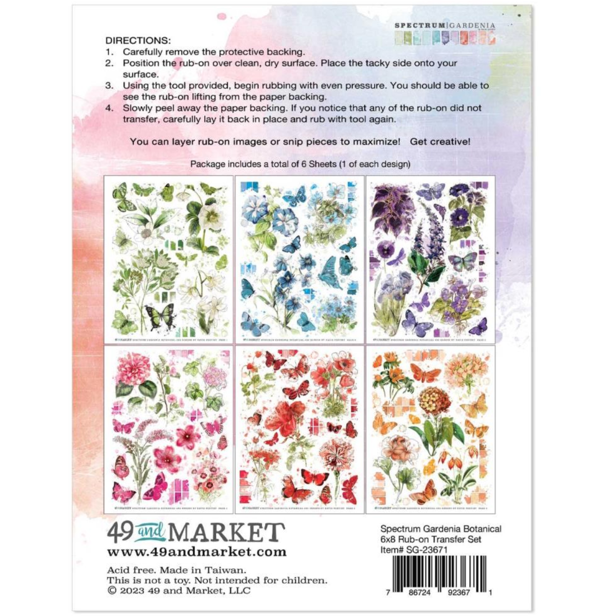 Botanical Rub-Ons - Spectrum Gardenia - 49 and Market