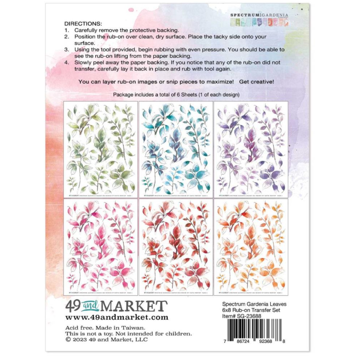 Leaves Rub-Ons - Spectrum Gardenia - 49 and Market