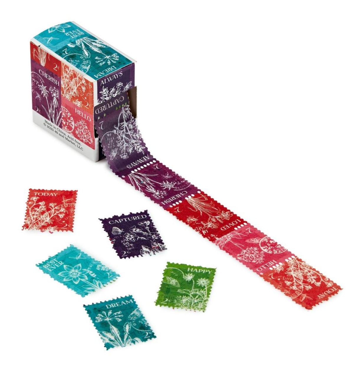 Colored Postage Stamp - Washi Tape Roll - Spectrum Gardenia - 49 and Market