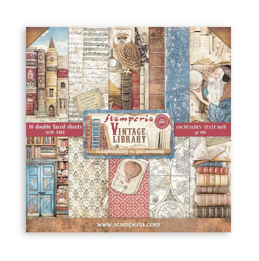 12x12 - Vintage Library - Double-Sided Paper Pad - Stamperia