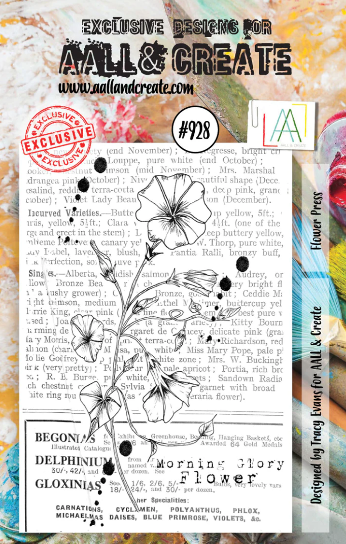 A7 - Flower Press - AALL and Create - Designer Tracy Evans - Clear Stamp Set - #928