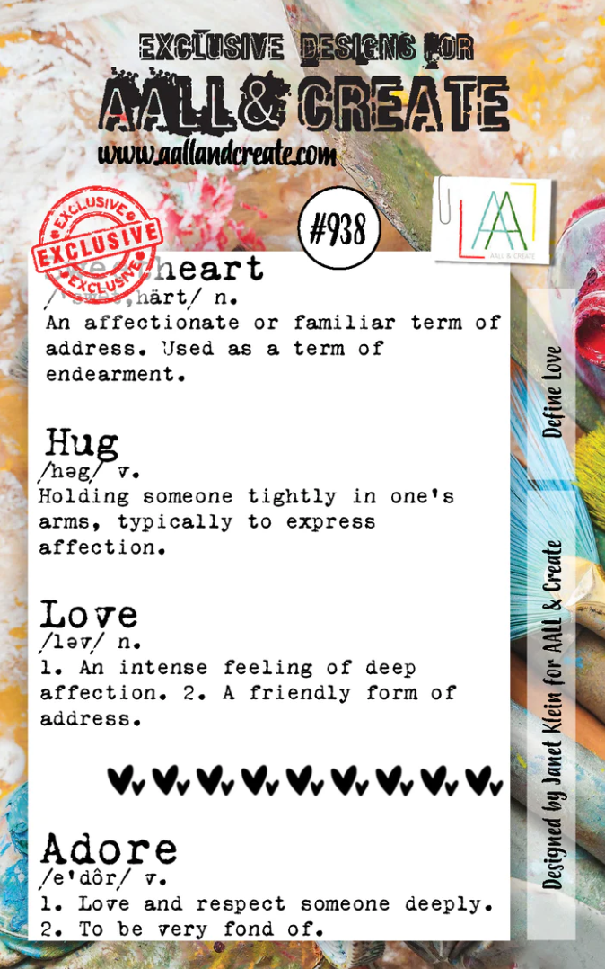 A7 - Define Love - AALL and Create - Designer Janet Klein - Clear Stamp Set - #938