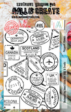 A7 - Passport Stamps - AALL and Create - Designer Janet Klein - Clear Stamp Set - #895