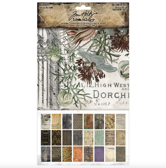 Backdrops - Halloween 2023 - 6x10 - 24/Pkg - Double Sided - Ideology - Tim Holtz