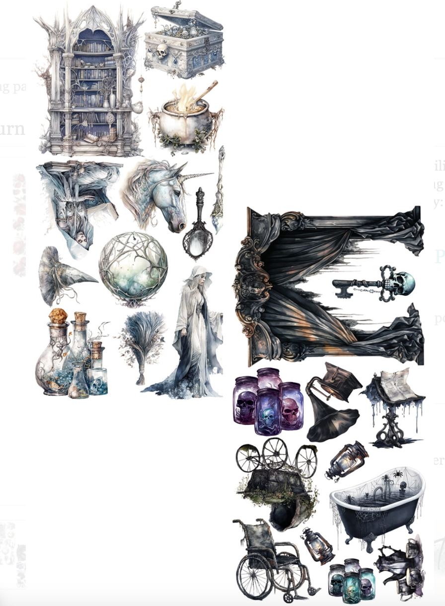 6x12 - White Lady- Art Journal Fussy Cutting Set - Alchemy Of Art