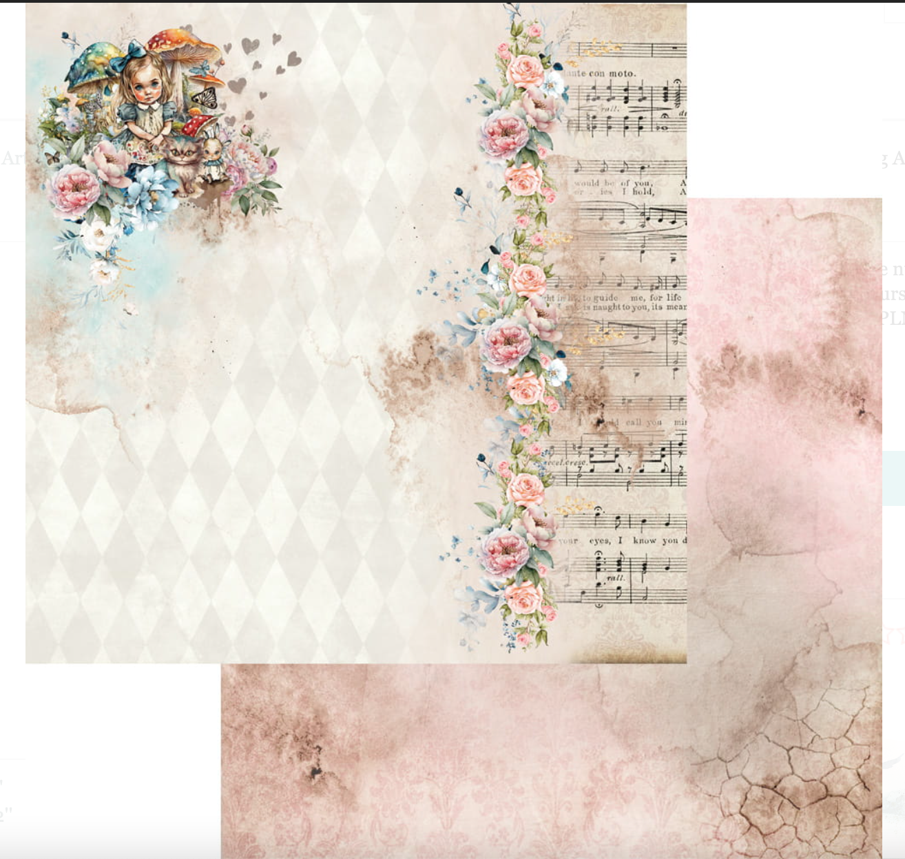 8x8 - Enchanted World - Following Alice - 12 Double Sided Papers - Alchemy Of Art