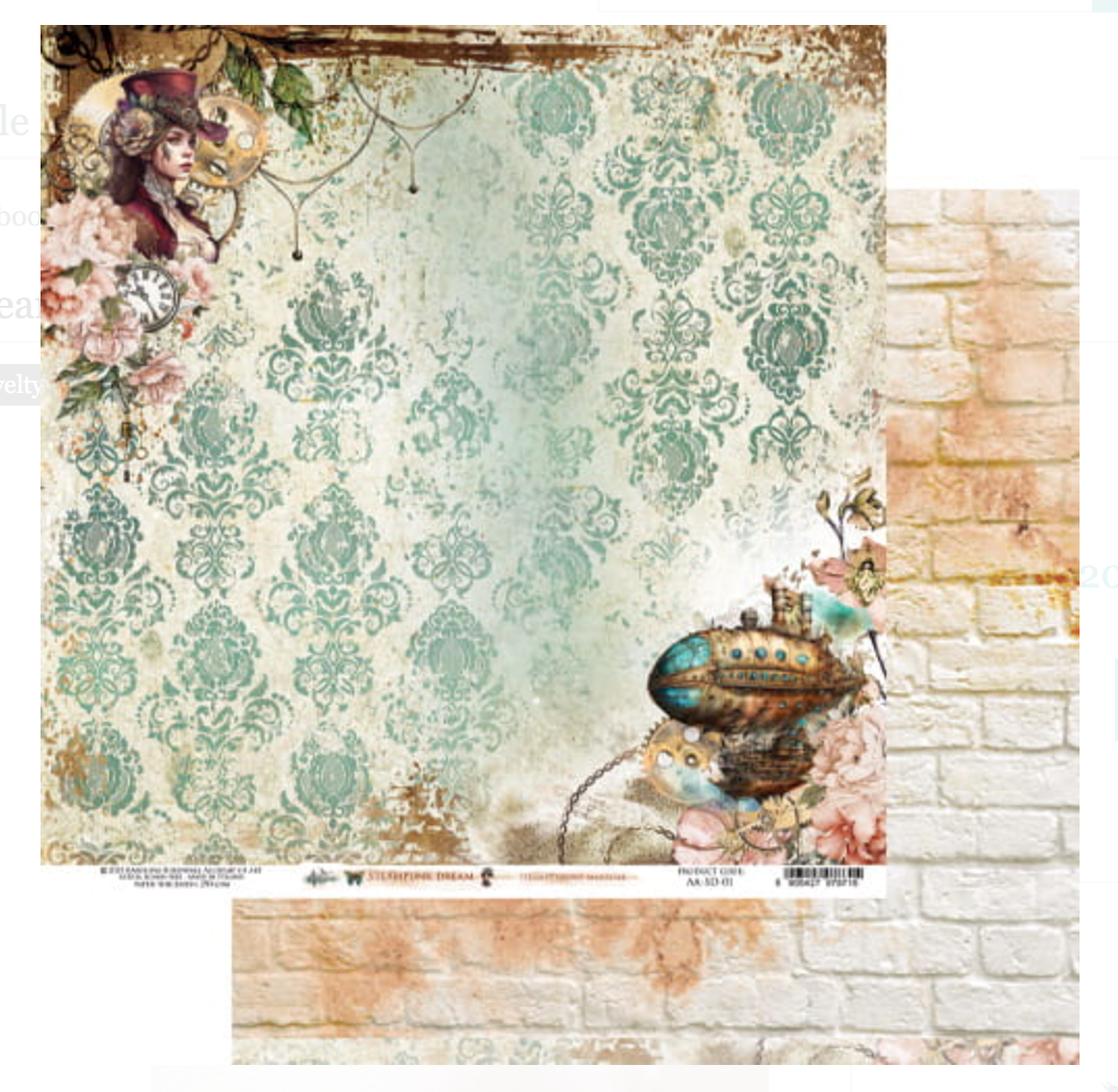 8x8 - Steampunk Dream - 12 Double Sided Papers - Alchemy Of Art