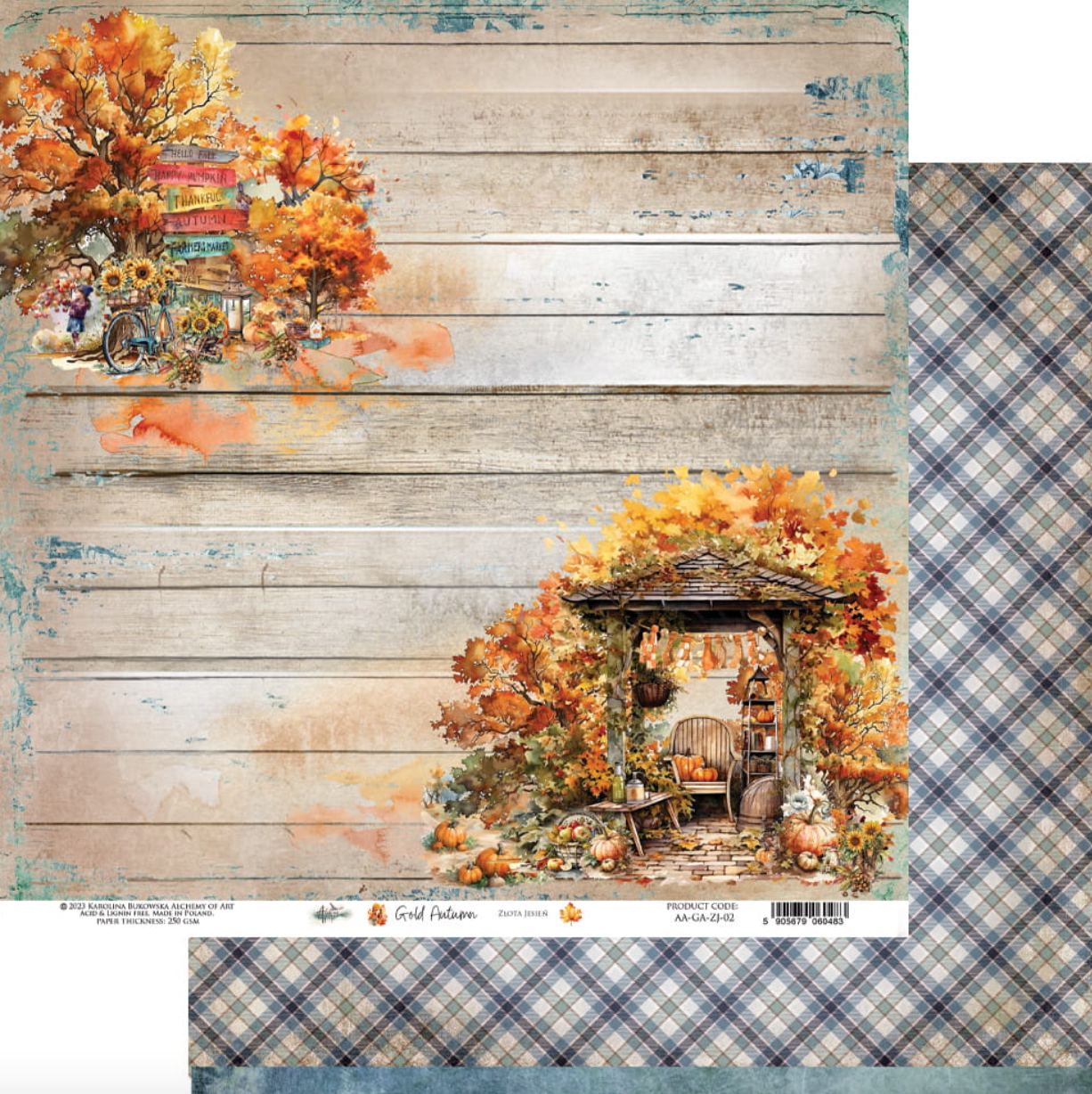 12x12 - Gold Autumn - 6 Double Sided Papers - Alchemy Of Art