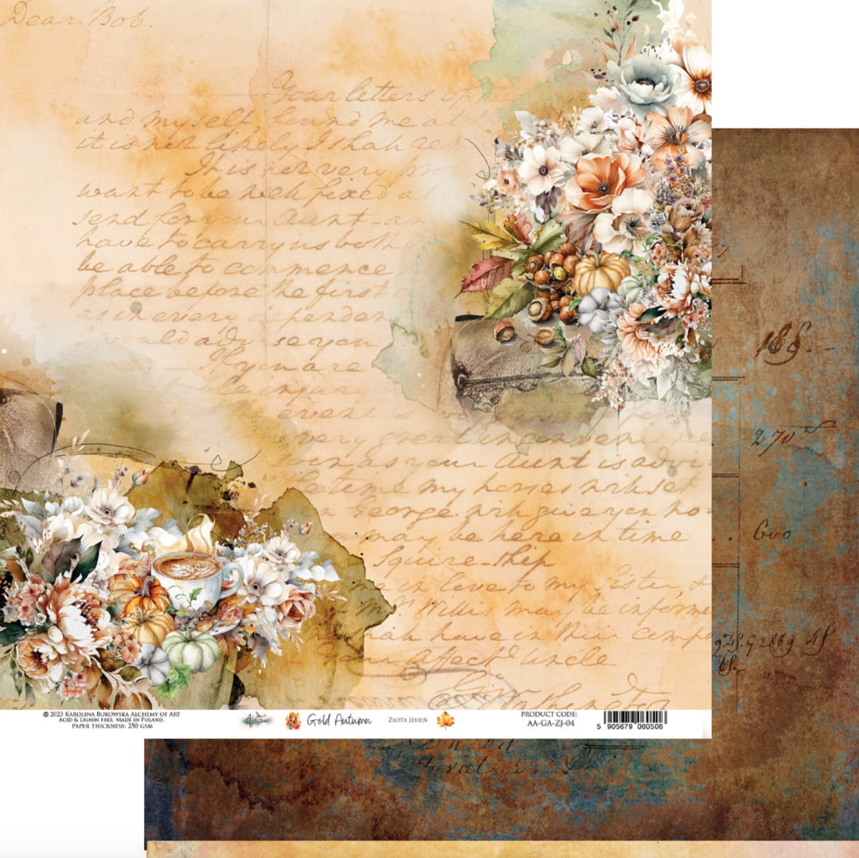12x12 - Gold Autumn - 6 Double Sided Papers - Alchemy Of Art
