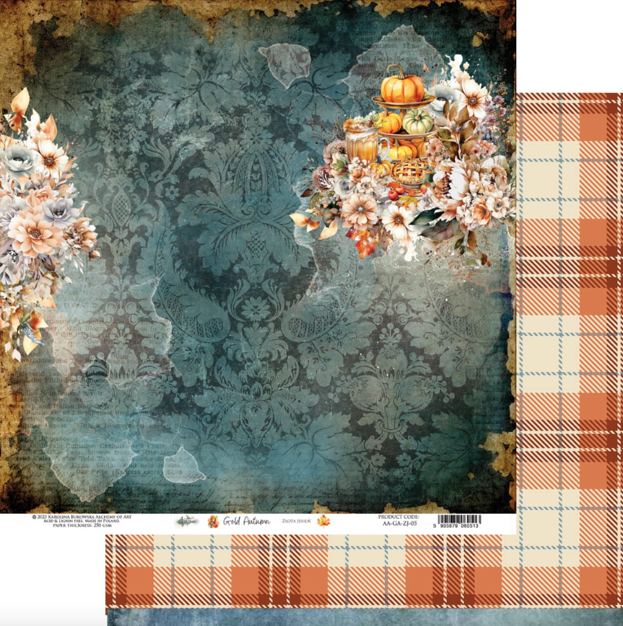 8x8 - Gold Autumn - 12 Double Sided Papers - Alchemy Of Art
