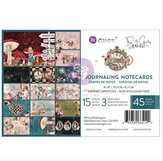 Journaling Cards 4X6 - Lost In Wonderland - Prima Marketing - 45/Pkg