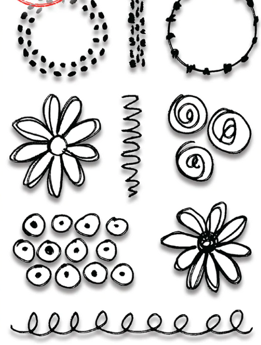 A6 - SCRIBBLEY BITS - Clear Stamp Set - AALL and Create - #1068