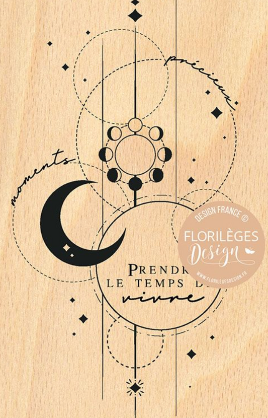 Lunar Time - Wooden Stamp - 4x6 Inch - Florilèges Design