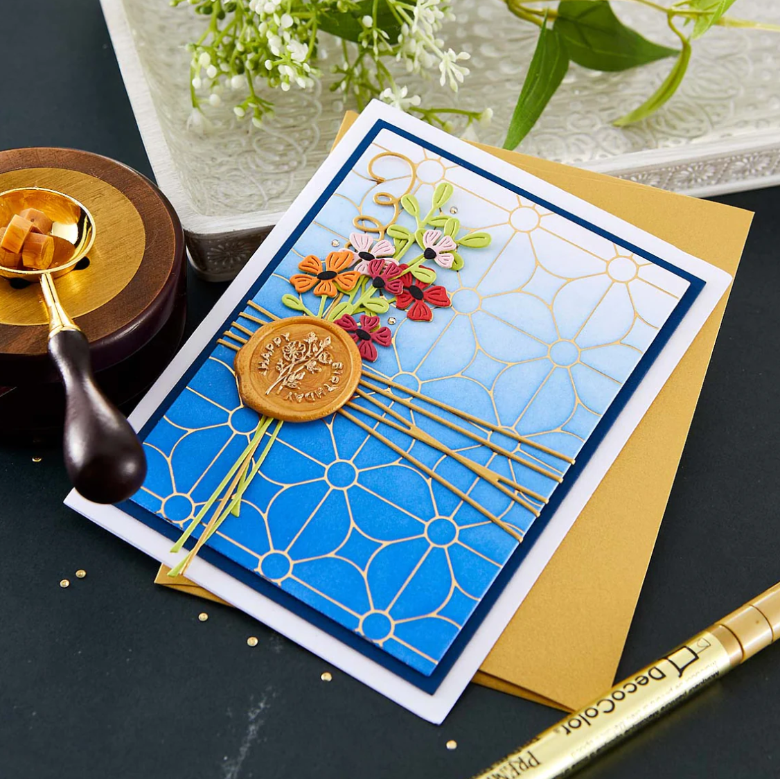 Wax Seal Stamp - Wildflower Happy Birthday - Sealed Collection - Spellbinders
