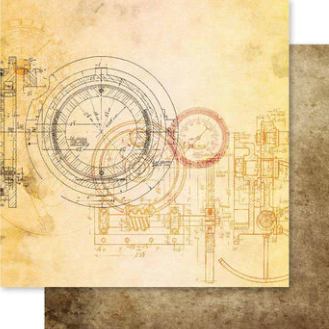 12 x 12 Inch - Blueprint - Double Sided Paper - Paper Rose