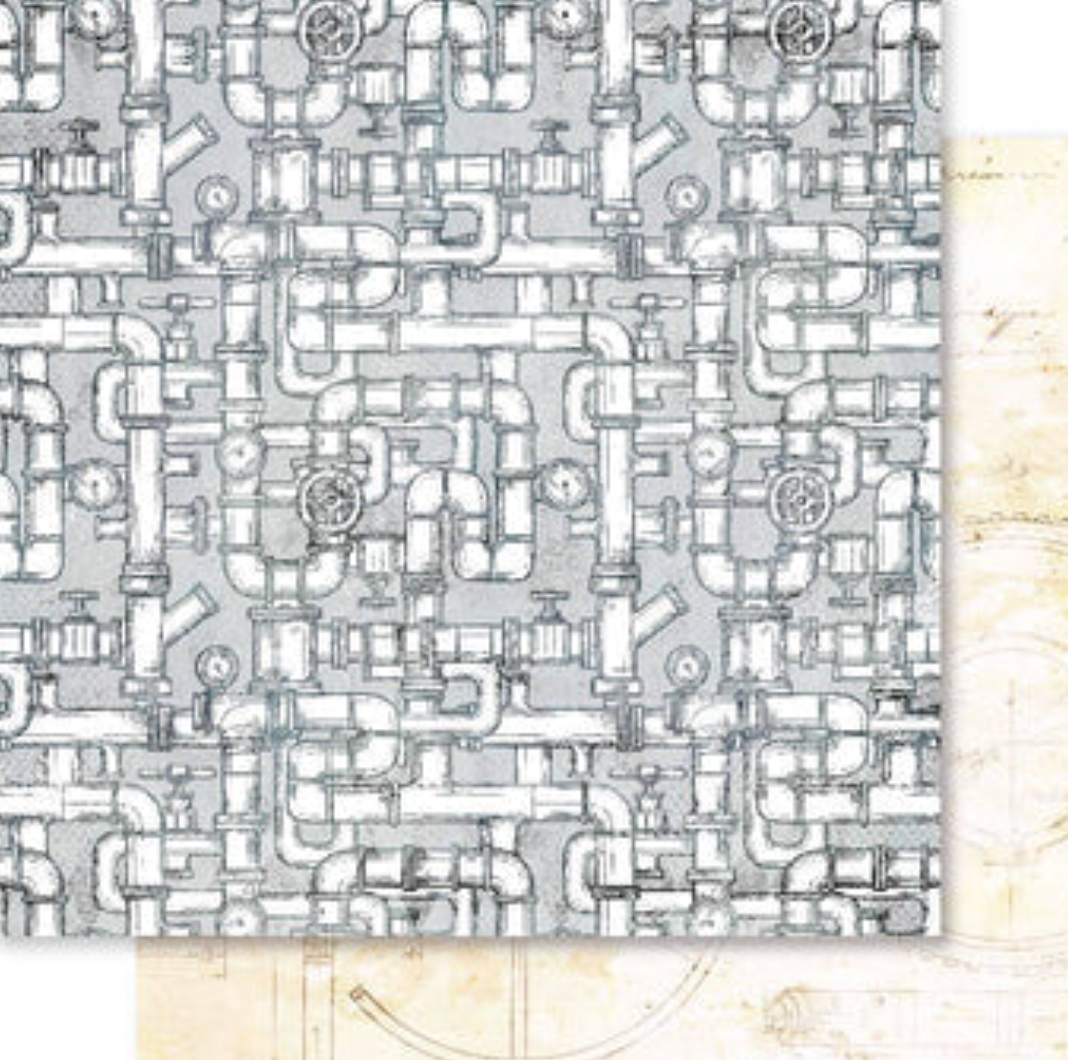 12 x 12 Inch - Blueprint - Double Sided Paper - Paper Rose