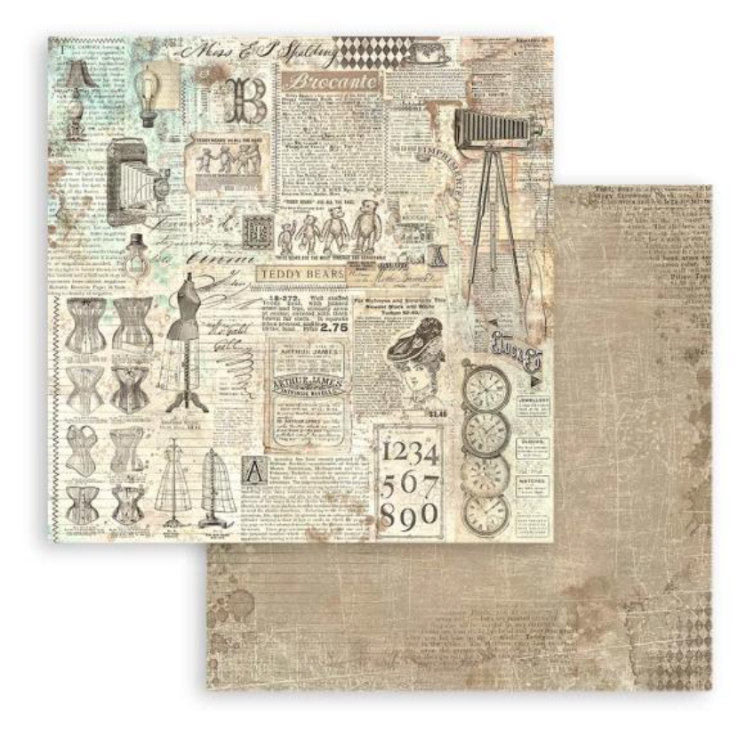 8x8 - Backgrounds - Brocante Antique - Double-Sided Paper Pad - 10/Pkg - Stamperia