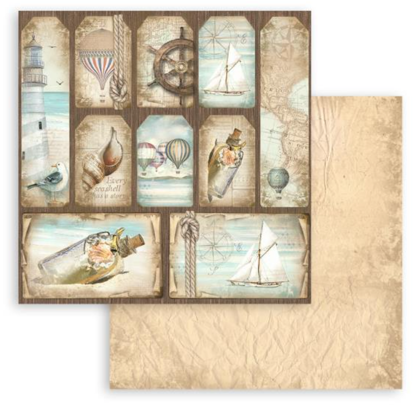 8x8 - Sea Land - Double-Sided Paper Pad - 10/Pkg - Stamperia