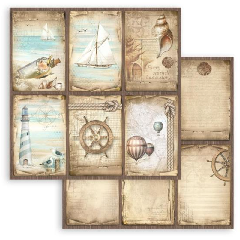 8x8 - Sea Land - Double-Sided Paper Pad - 10/Pkg - Stamperia