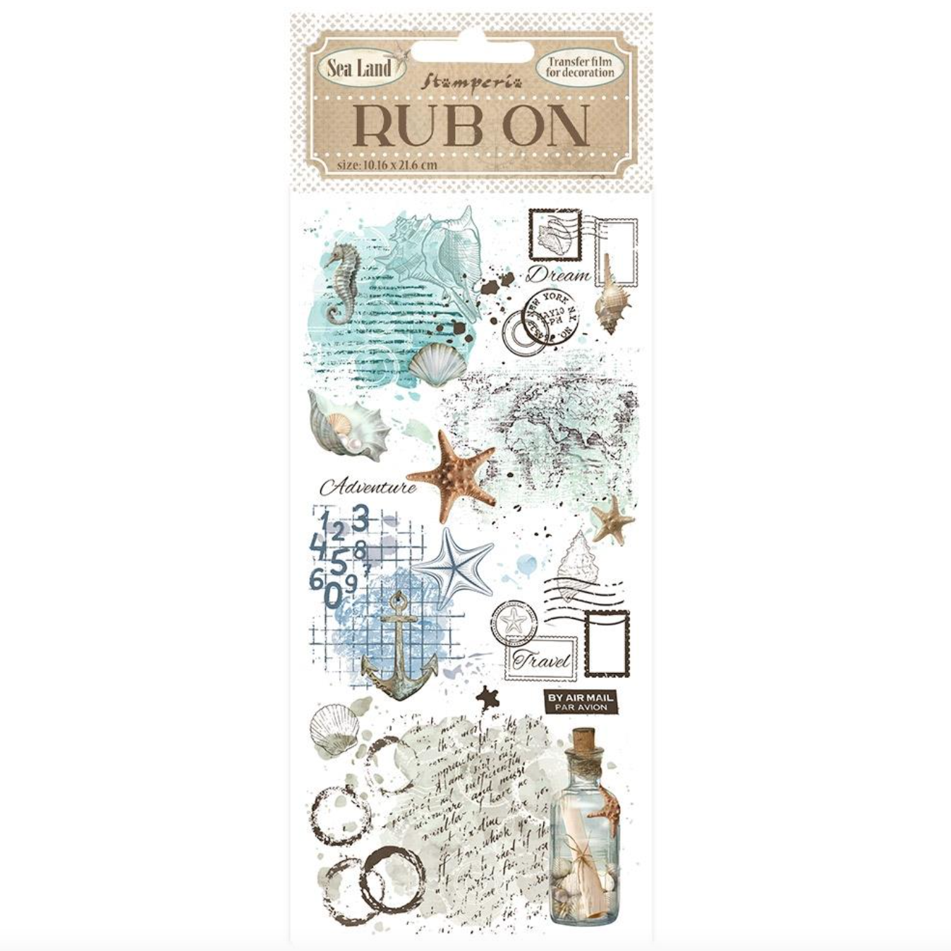 Rub-On - Sea Land Bottle - 4"X8.5" - Stamperia