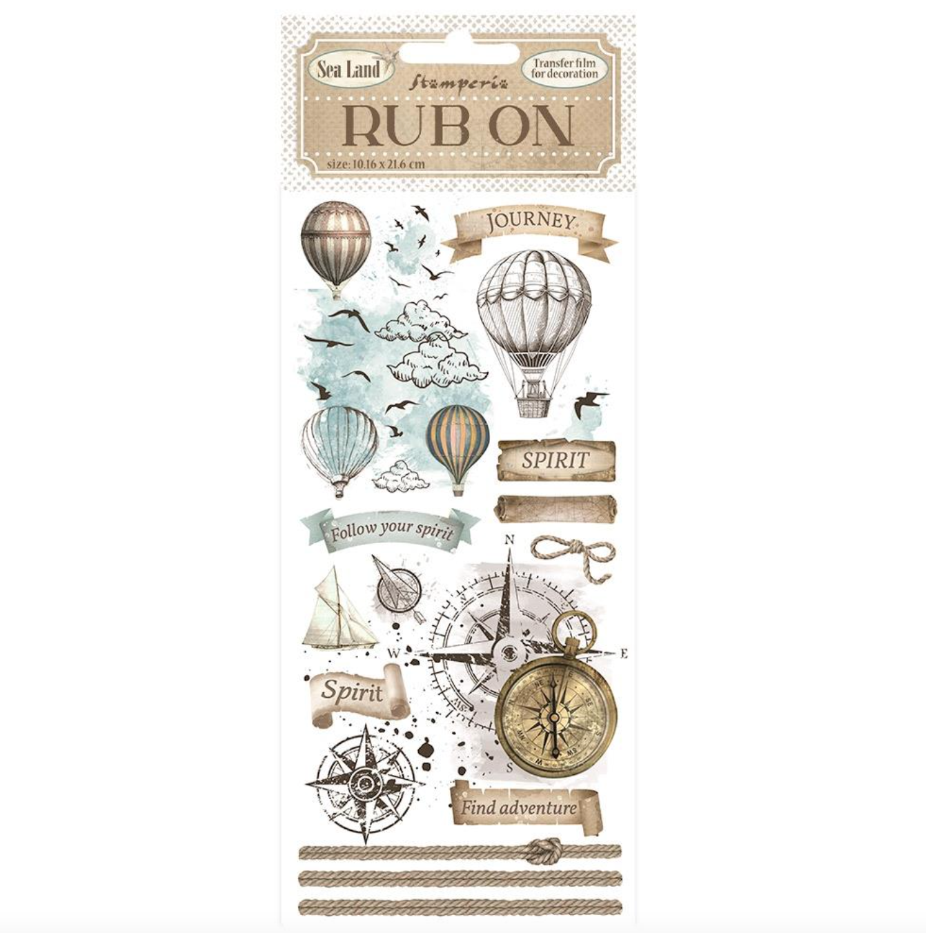 Rub-On - Sea Land Balloons - 4"X8.5" - Stamperia
