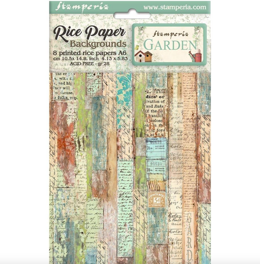 Rice Pape Backgrounds A6 8/Sheets - Garden - Stamperia