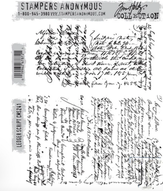 Stamp Set - Ledger Script - Tim Holtz Cling Mount Stamps - Stampers Anonymous