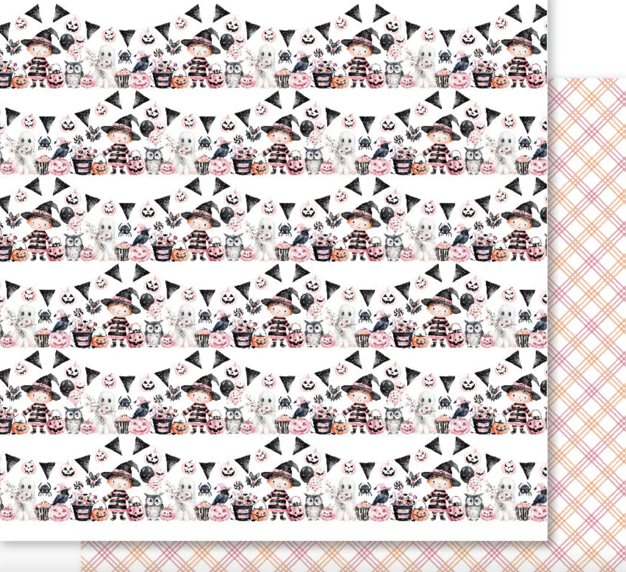 12 x 12 Inch - Pink Halloween - Double Sided Paper - Paper Rose