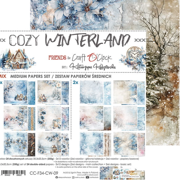 8x8 - Cozy Winterland Mixed Pad - Double Sided Paper - Craft O Clock