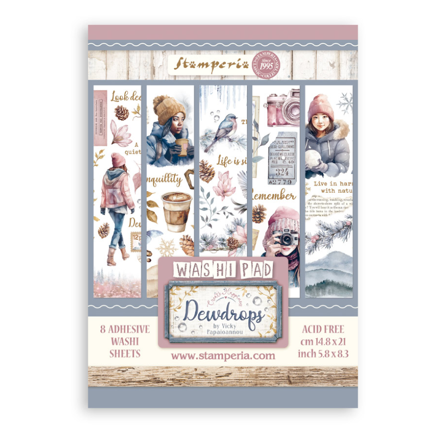 Washi Pad 8/Pkg - Dewdrops - Create Happiness - Stamperia