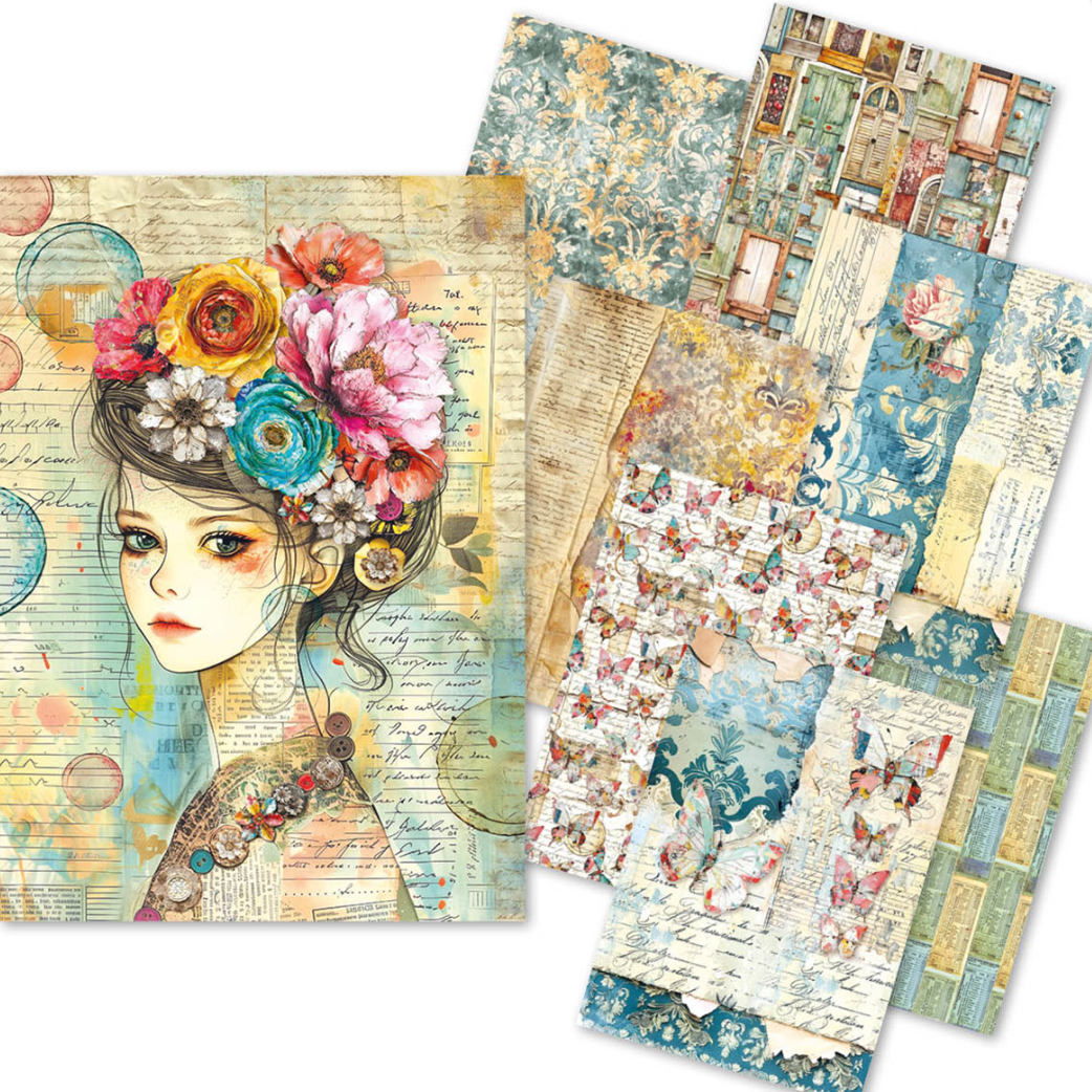 A5 Mixed Paper Pack - Craftmix Quintessential - Tissue, Vellum - 8 Sheets - Ciao Bella