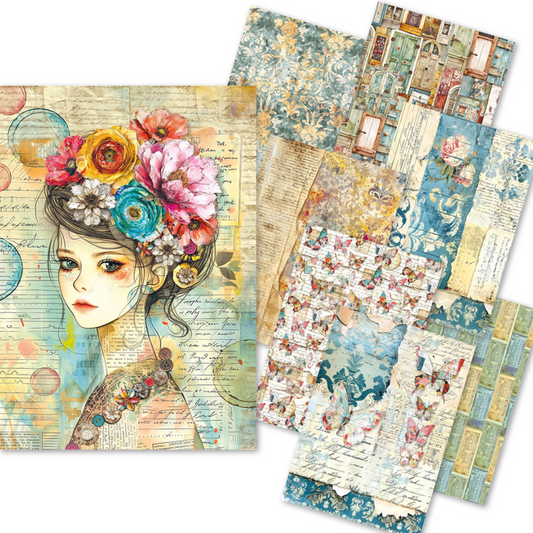 A5 Mixed Paper Pack - Craftmix Quintessential - Tissue, Vellum - 8 Sheets - Ciao Bella